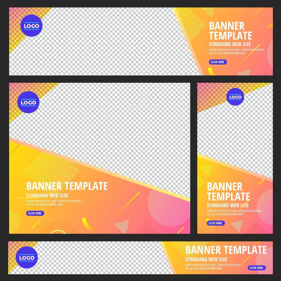 conjunto de banners padrão da web com desenhos geométricos abstratos coloridos vetor