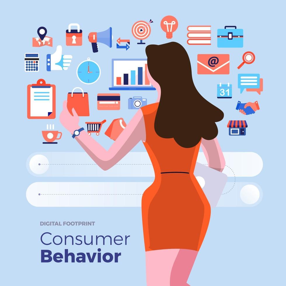 ícones de análise de comportamento do consumidor vetor