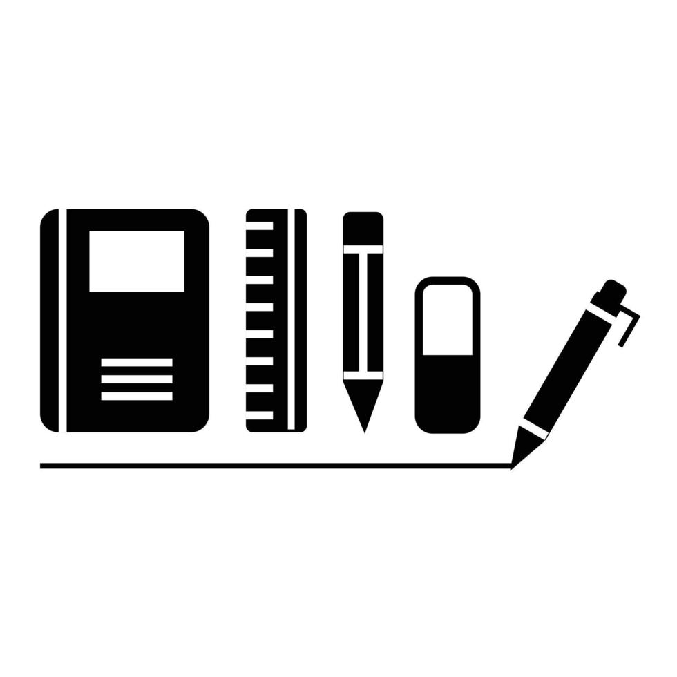caderno e caneta ícone. simples ilustração do caderno e caneta vetor ícone para rede. educacional ícone conjunto dentro Preto cor isolado dentro branco