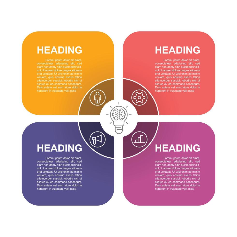 quatro coluna infográfico modelo, branco fundo gráfico elementos. vetor