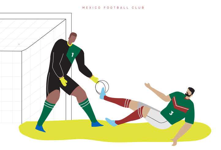 Ilustração em vetor plana México futebol Copa futebol personagem