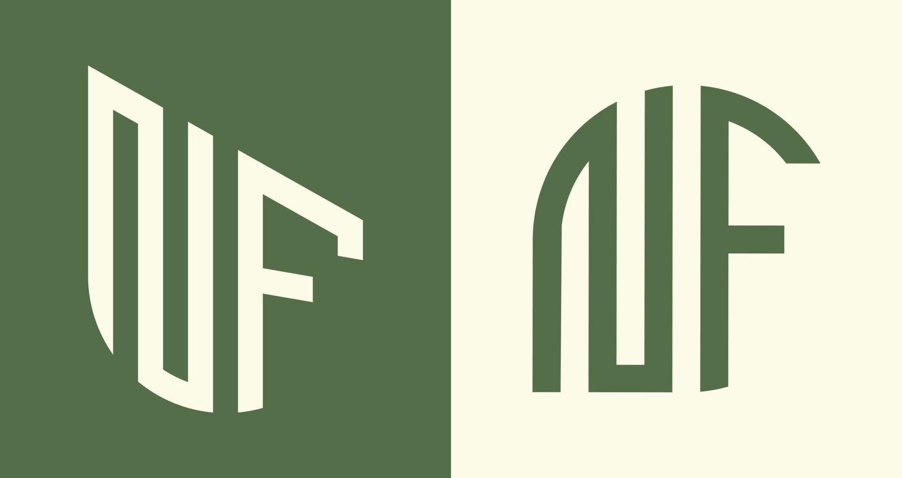 criativo simples inicial cartas nf logotipo desenhos pacote. vetor