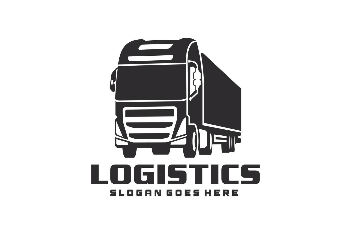 comercial Entrega carga caminhões silhuetas isolado em branco fundo adequado para logotipo ou emblema modelo vetor