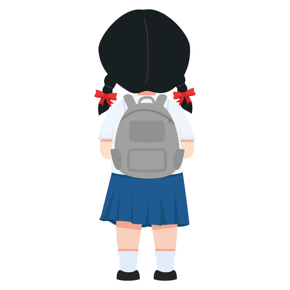 fofa tailandês aluna menina com uma mochila vetor