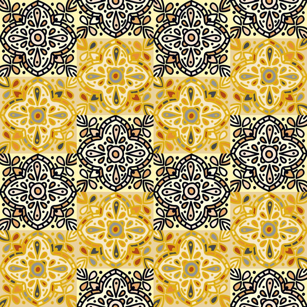 desatado padronizar com mandalas mosaico. abstrato geométrico ornamental papel de parede. vintage decorativo telha vetor