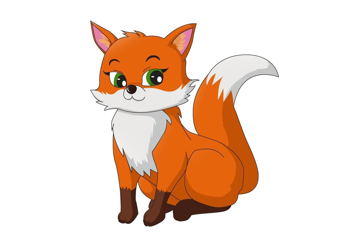 uma bela raposa laranja fêmea, desenho animal cartoon ilustração vetorial vetor