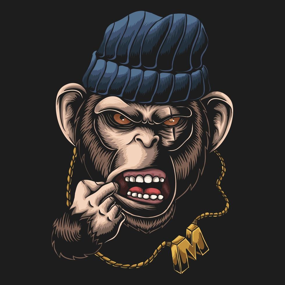ilustração em vetor macaco gangster head