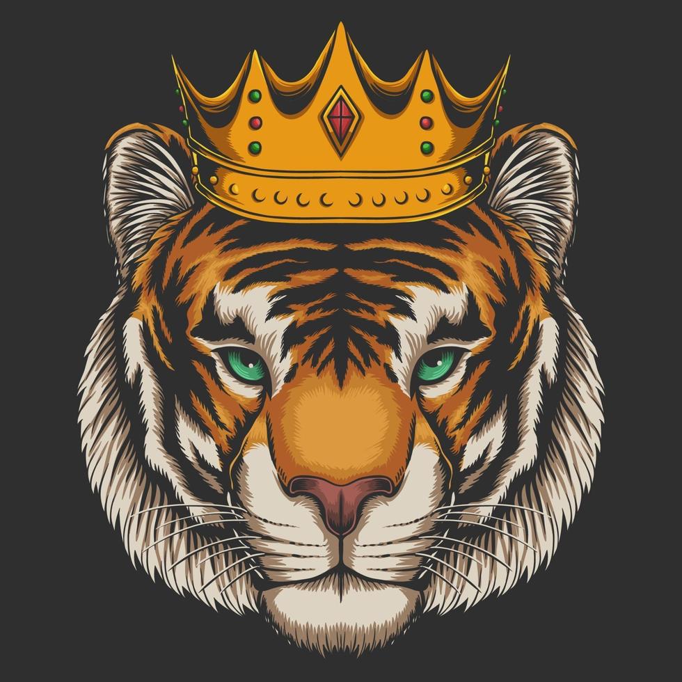 ilustração vetorial de tigre usando coroa vetor