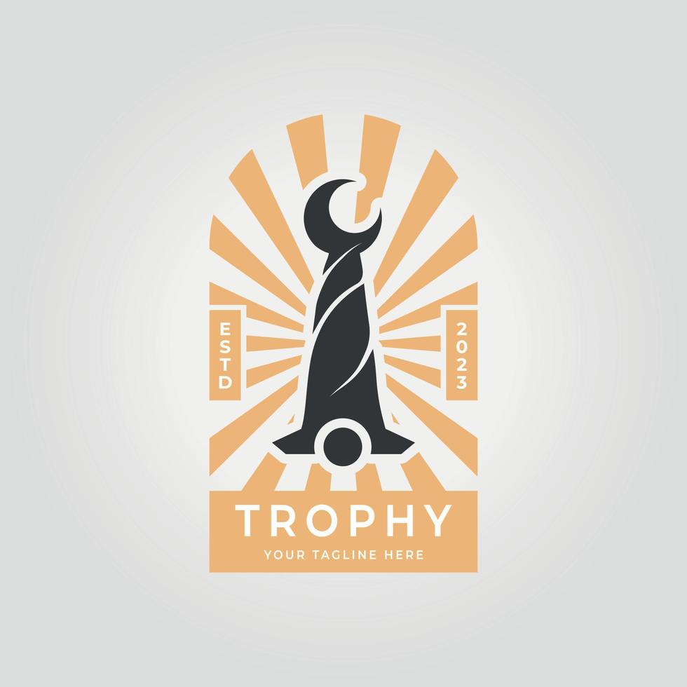 crachá moderno vintage troféu logotipo ícone Projeto vetor ilustração fundo