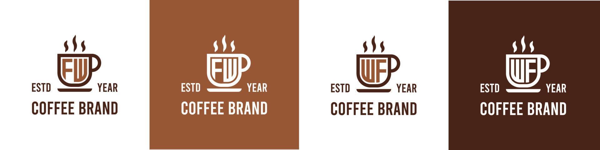 carta fw e wf café logotipo, adequado para qualquer o negócio relacionado para café, chá, ou de outros com fw ou wf iniciais. vetor