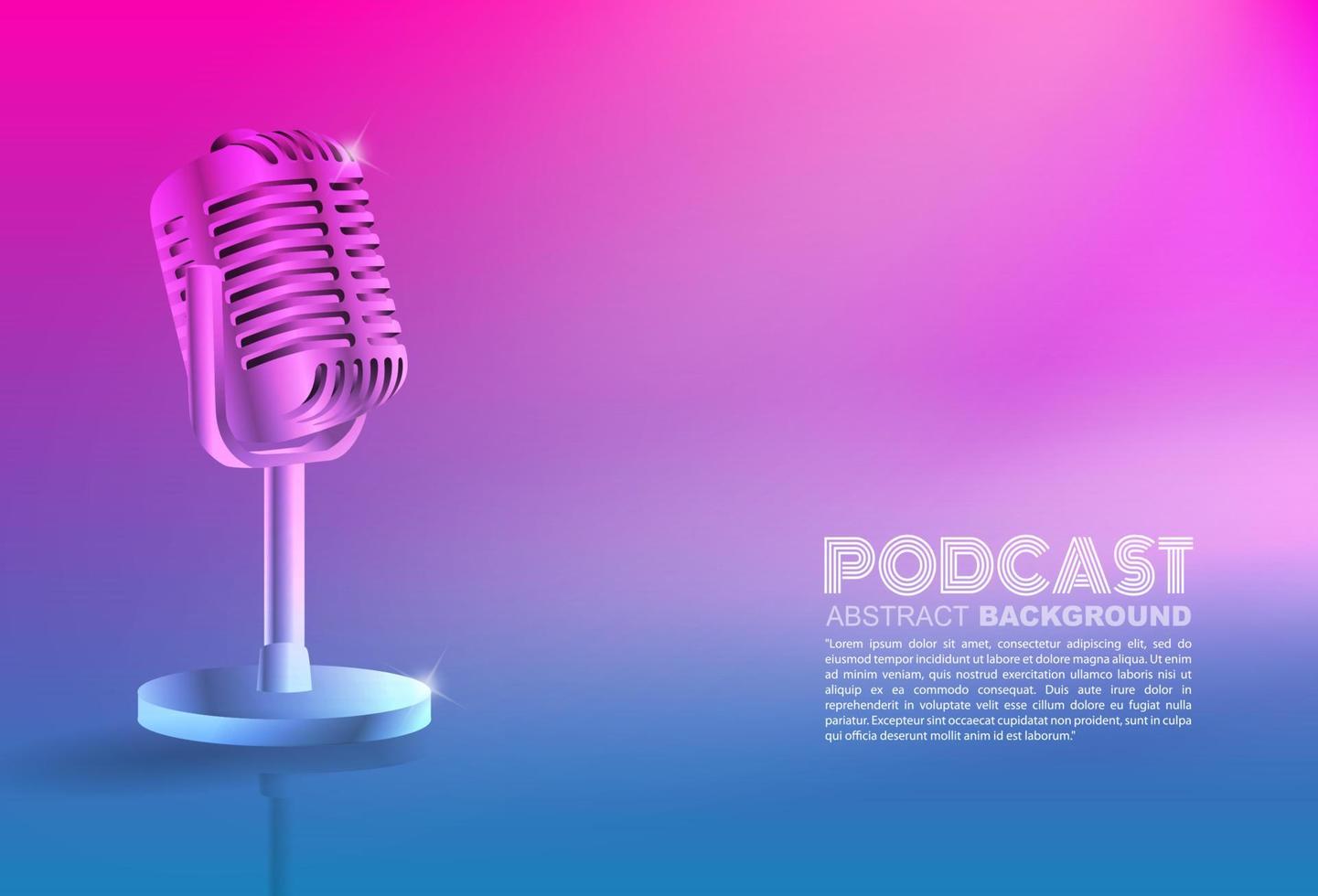 microfone em gradiente fundo, transmissão ou podcasting bandeira vetor