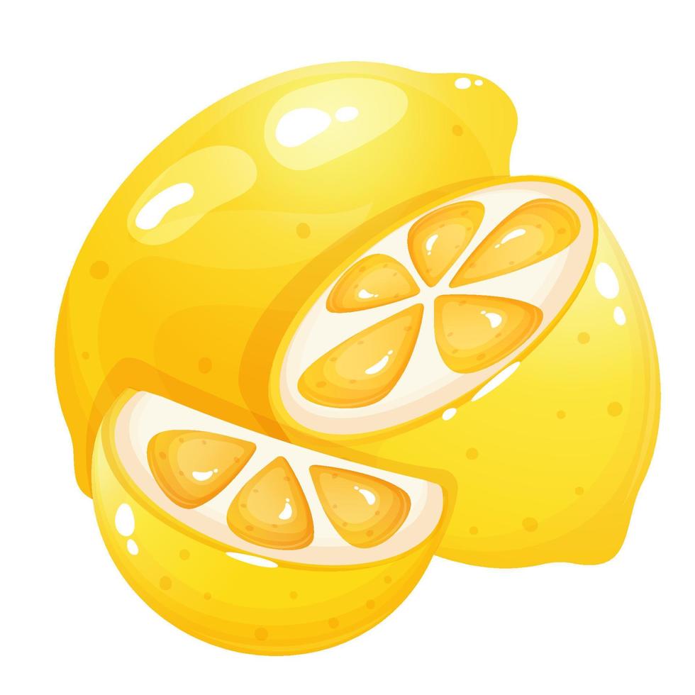 desenho animado estilo limão com pequeno e grande limão fatiar. vetor