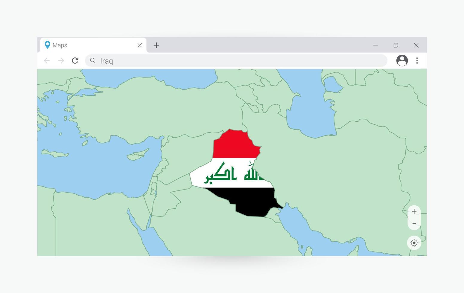 navegador janela com mapa do Iraque, procurando Iraque dentro Internet. vetor