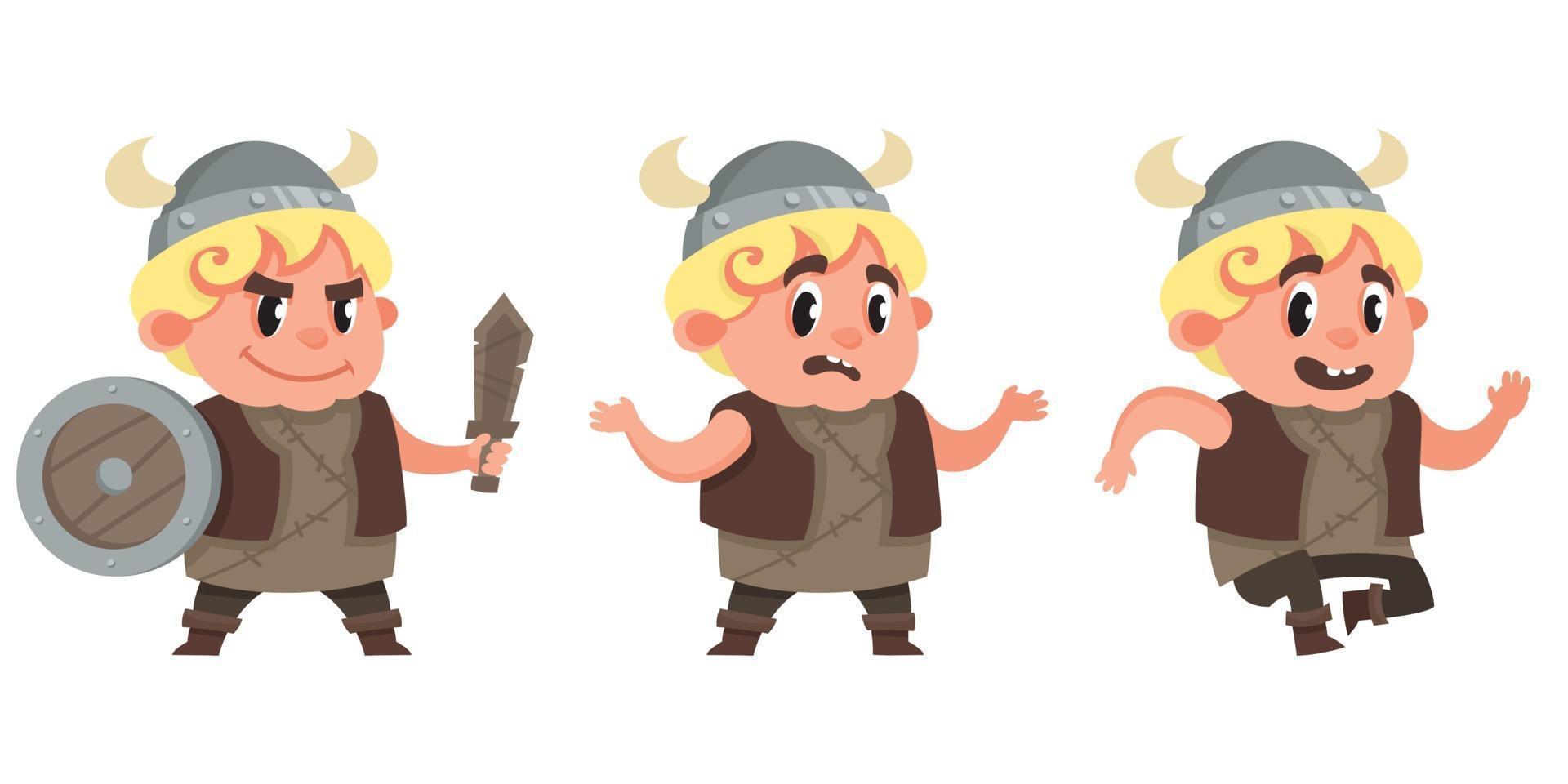 bebê viking em diferentes poses. vetor