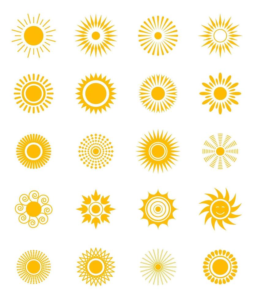 conjunto de ícones do sol vetor