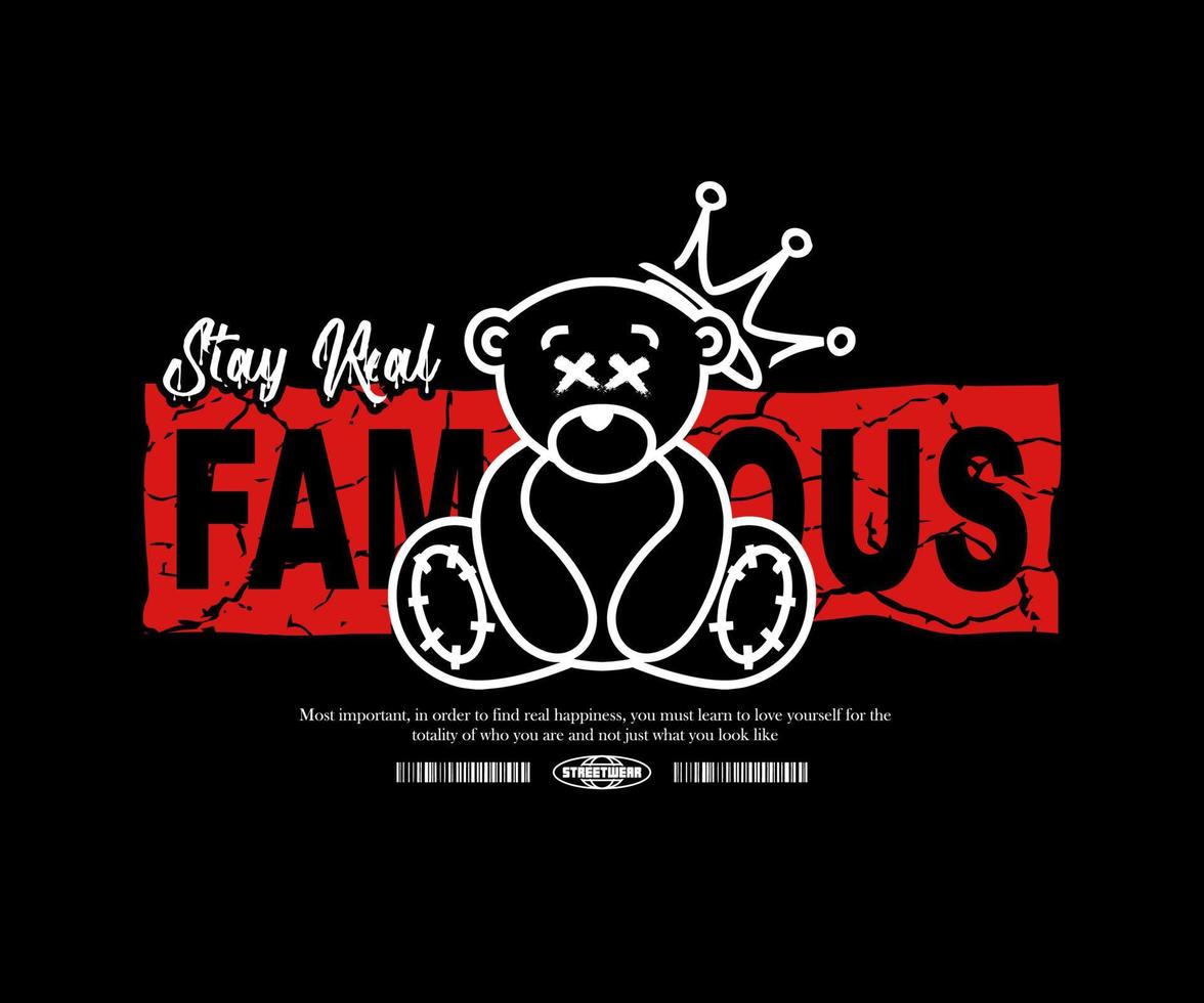 grafite Urso de pelúcia Urso este derrete com fique real famoso slogan. tipografia gráficos para streetwear e urbano estilo Camisetas projeto, moletons, etc vetor