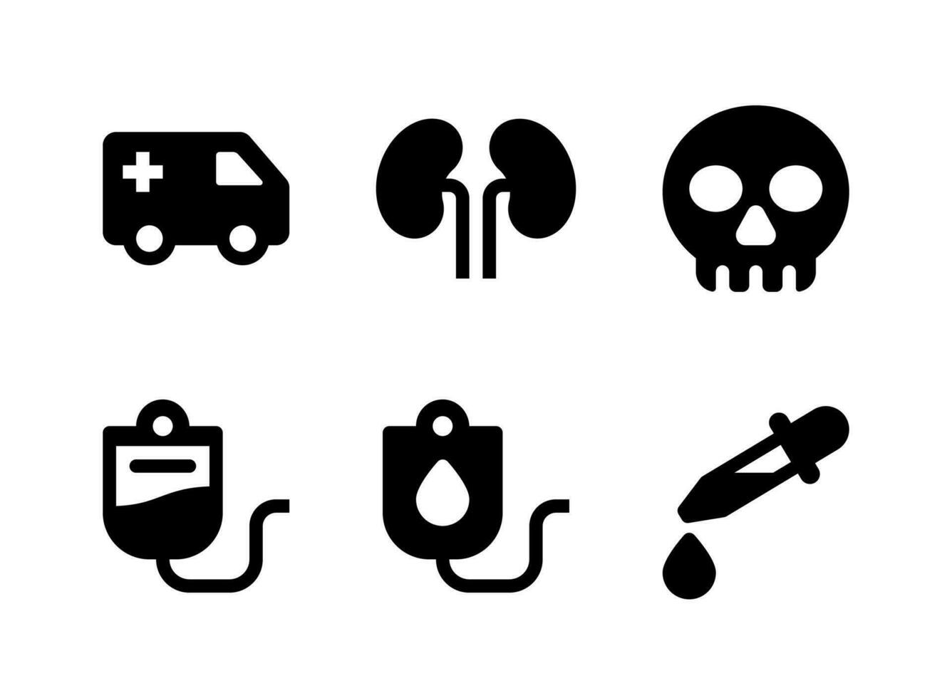 conjunto simples de ícones sólidos de vetor relacionado à medicina