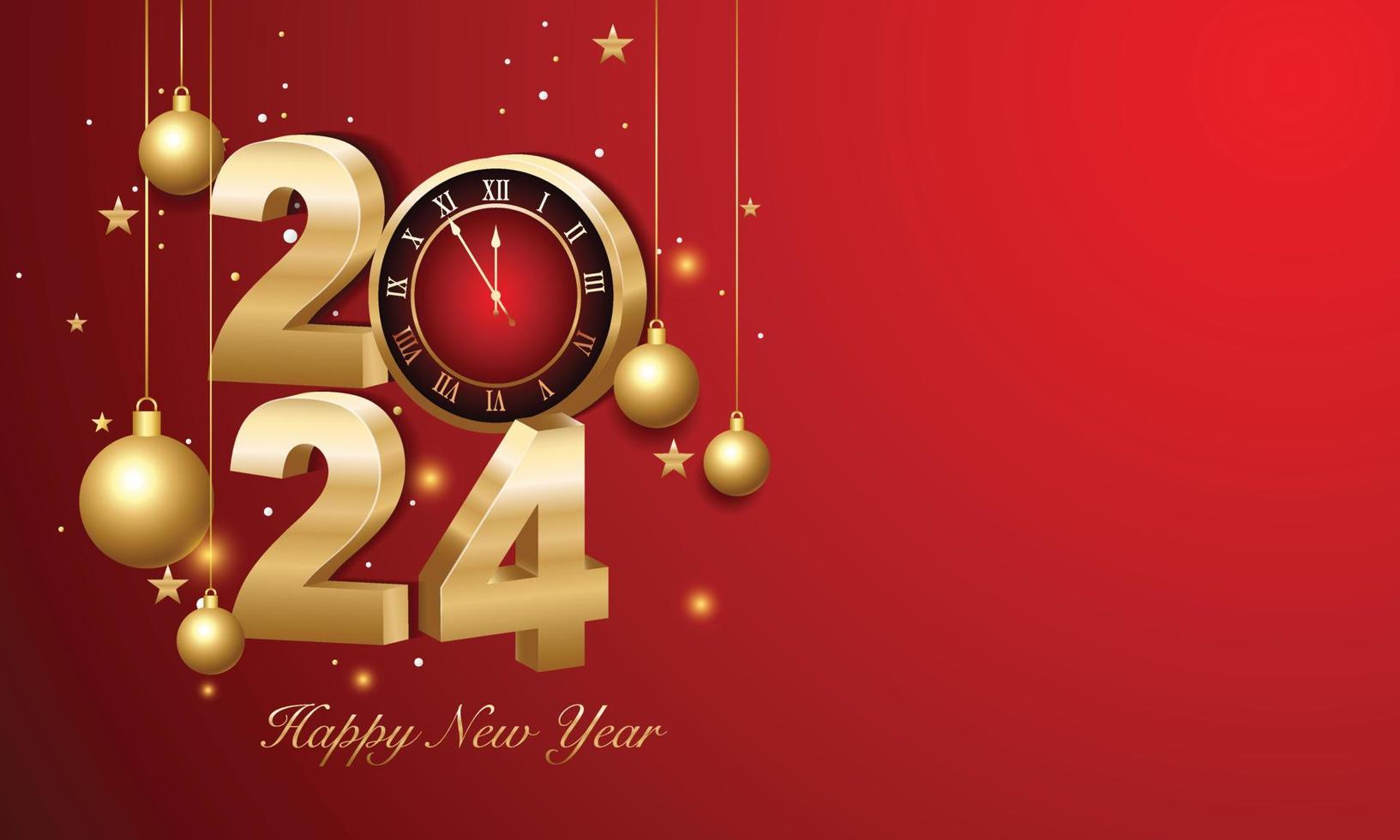 feliz Novo ano 2024. 3d ouro números com dourado Natal decoração e
