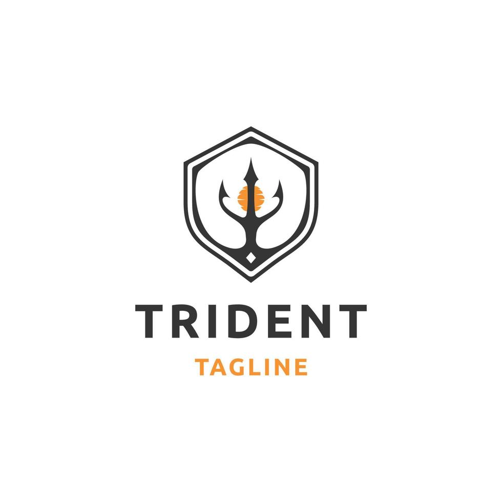 tridente escudo logotipo ícone Projeto modelo plano vetor