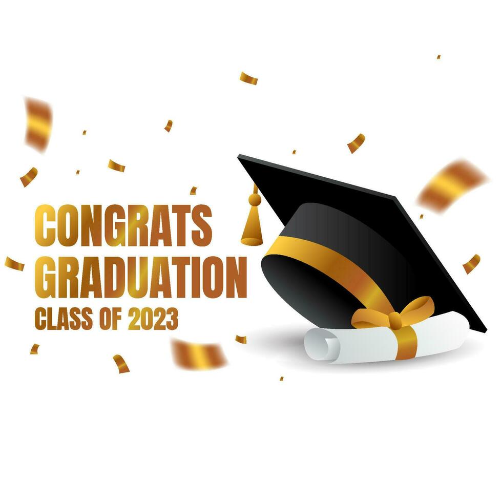 Parabéns graduação 2023 cumprimento cartão vetor Projeto. classe do 2023.