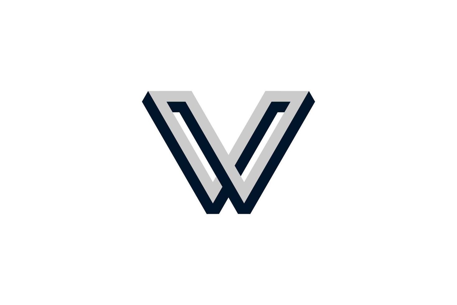 Preto branco inicial carta v W 3d logotipo vetor
