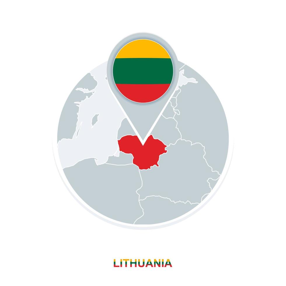 Lituânia mapa e bandeira, vetor mapa ícone com em destaque Lituânia