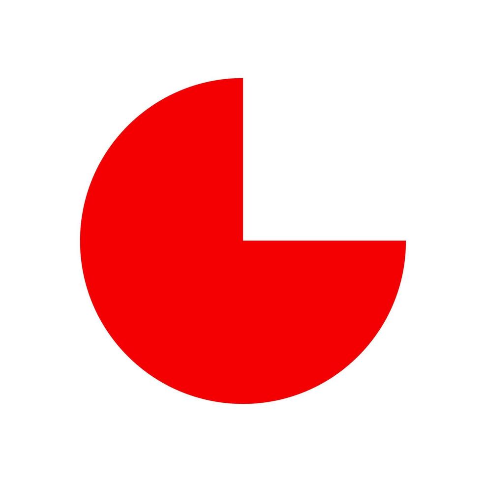 uma vermelho três quartos círculo vetor ícone. vermelho círculo de 3 portos.