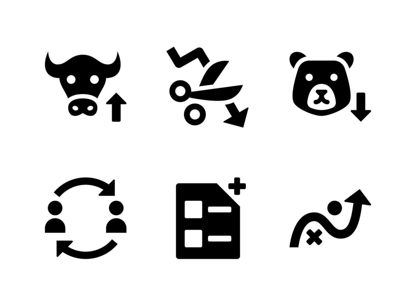 conjunto simples de ícones sólidos de vetor relacionados à negociação