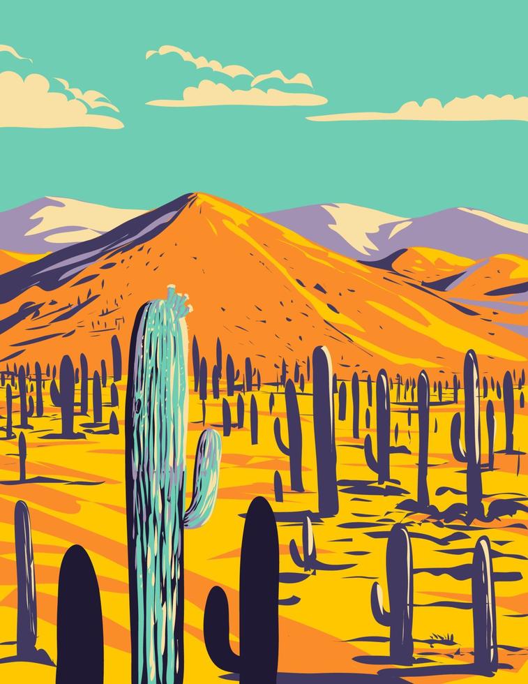 cactos dentro saguaro nacional parque pima município Arizona wpa poster arte vetor