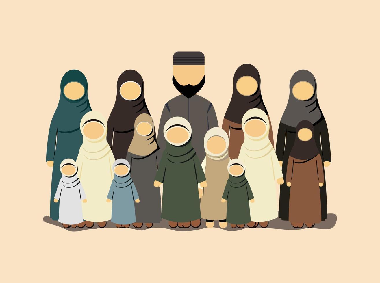 islâmico família abraçando valores, cultura, e tradição - guiado de fé e moral, cultivar Forte títulos e Apoio, suporte para cada de outros vetor