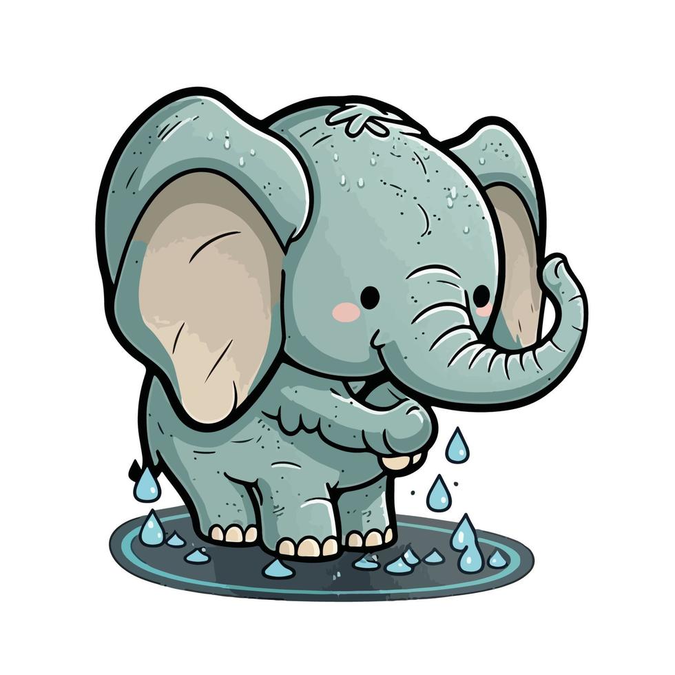 fofa elefante desenho animado estilo vetor