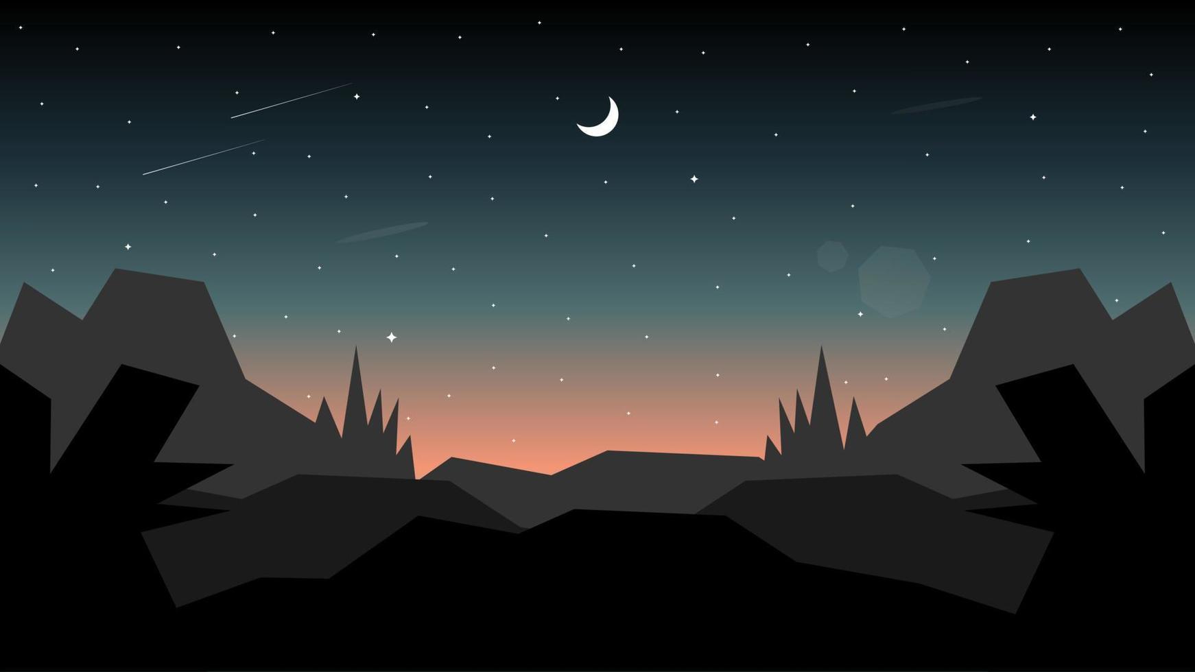 vetor ilustração do uma noite Visão com pedras e lua dentro a céu