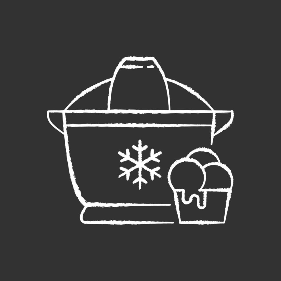 ícone de giz branco de fabricante de sorvete em fundo preto vetor