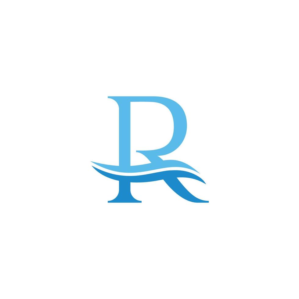 carta r rio ondulado simples logotipo vetor