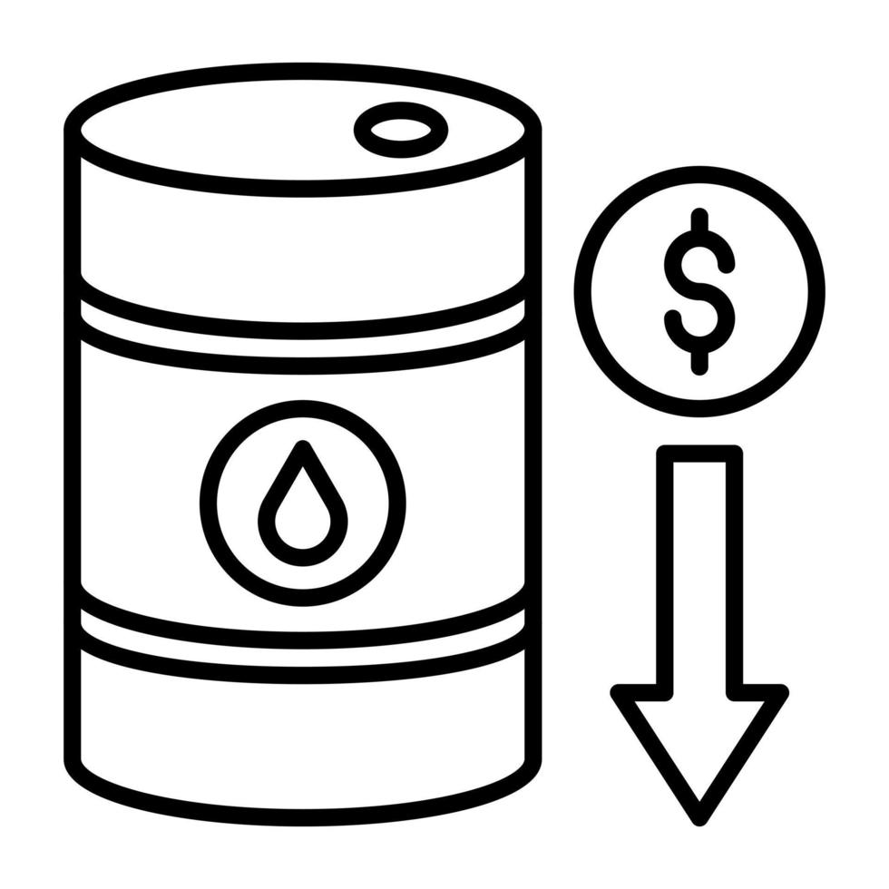 óleo preço diminuir vetor ícone