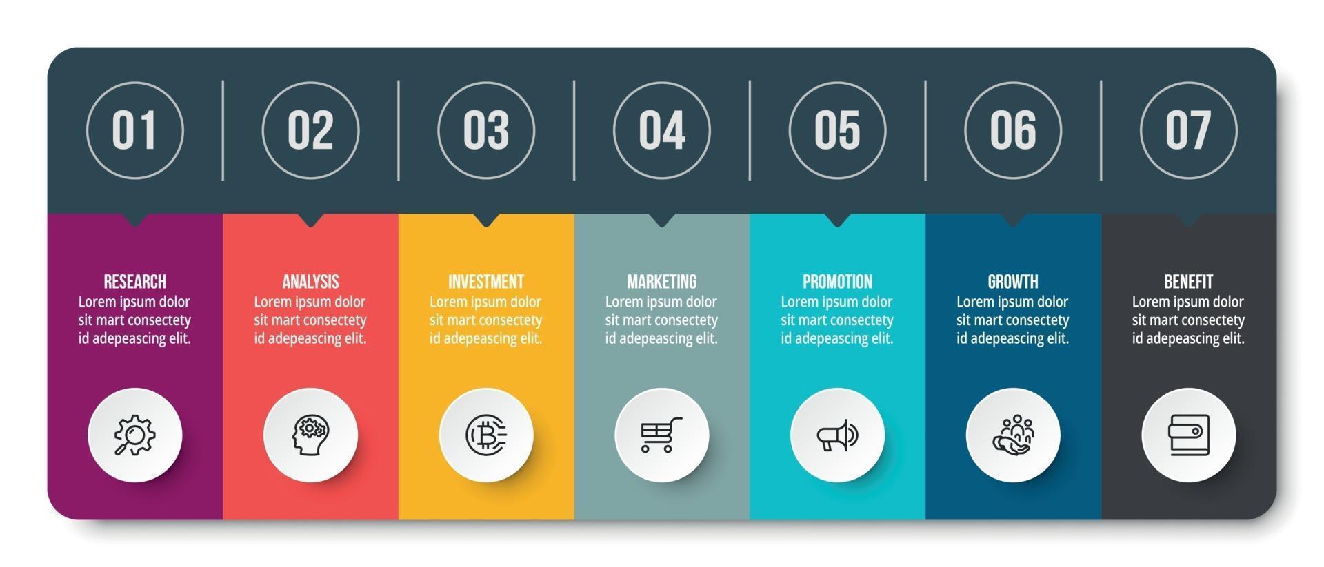 infográfico modelo de negócio com etapa ou opção de design. vetor