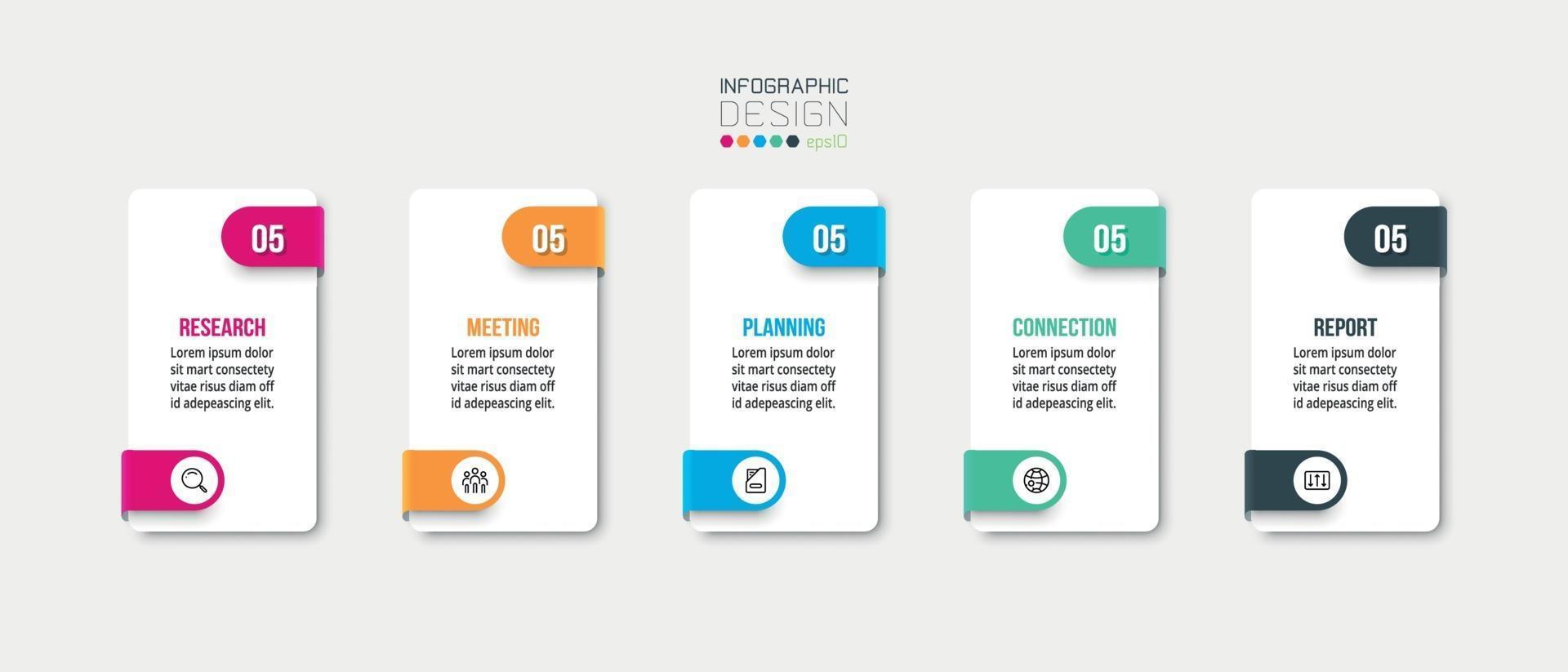 infográfico modelo de negócio com etapa ou opção de design. vetor