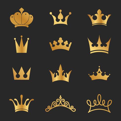 12 design de elementos de ícone de coroas diferentes vetor