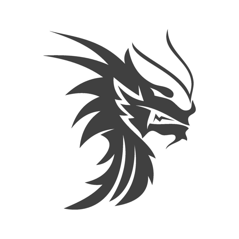dragão cabeça fogo modelo de design mascote zangado isolado vetor