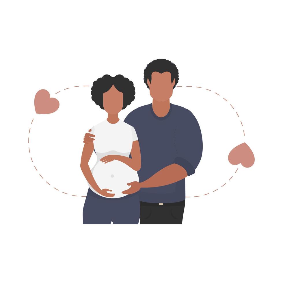 a grávida mulher e dela marido estão retratado até a cintura. isolado. feliz gravidez conceito. vetor ilustração.