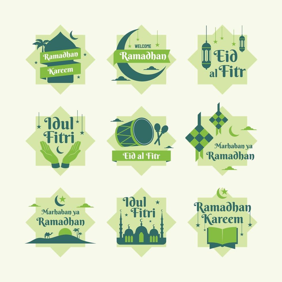 conjunto de emblemas de boas-vindas do ramadhan vetor
