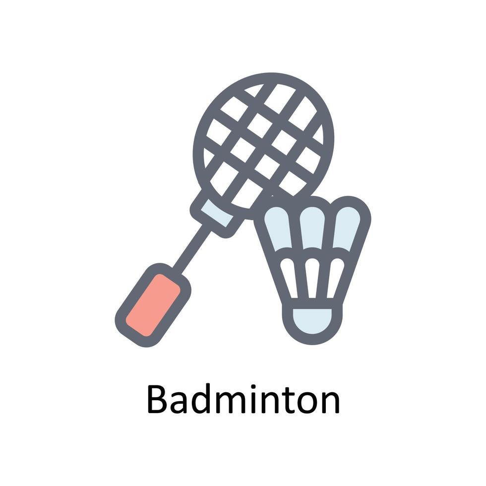 badminton vetor preencher esboço ícones. simples estoque ilustração estoque