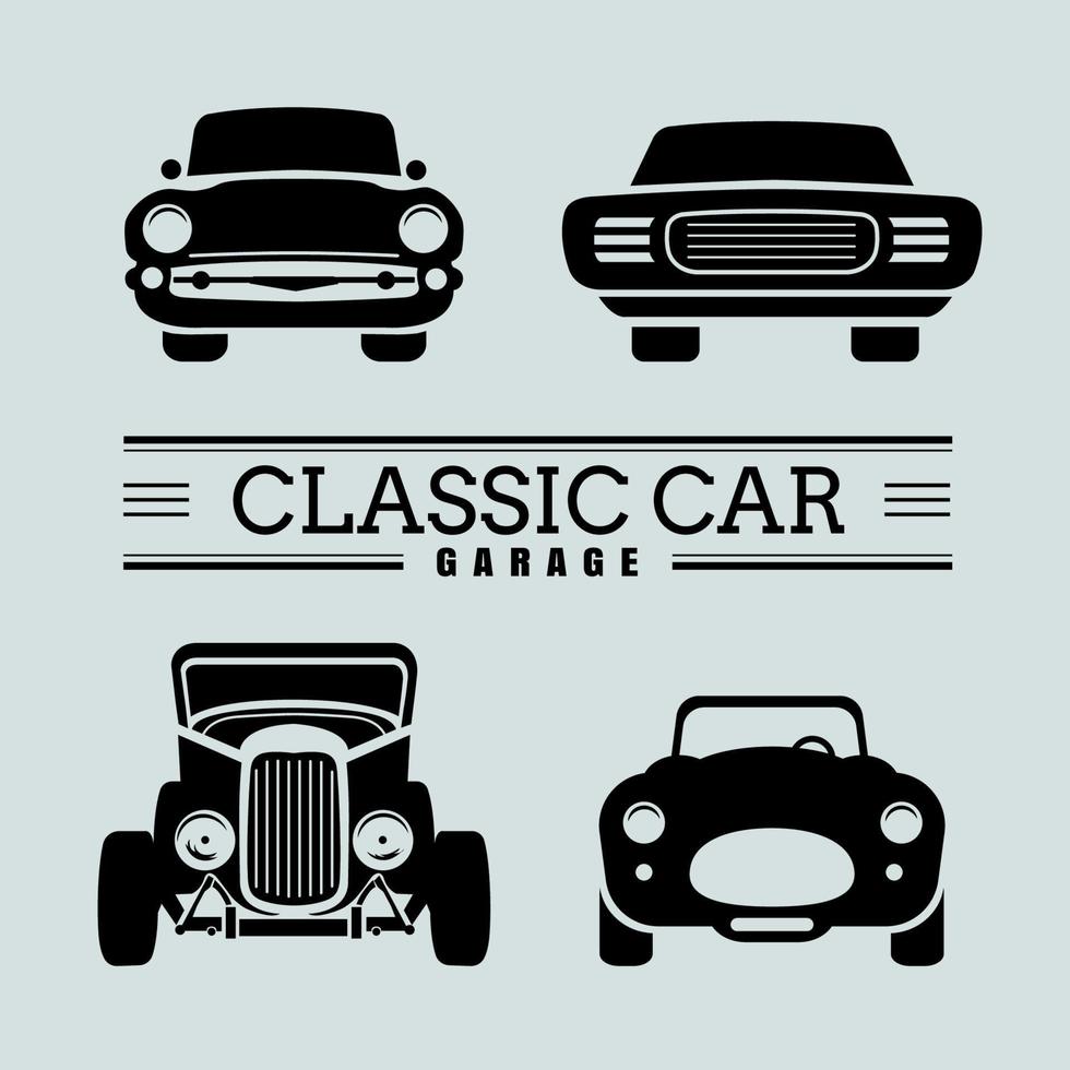 conjunto clássico carro frente Visão ícone vetor ilustrações