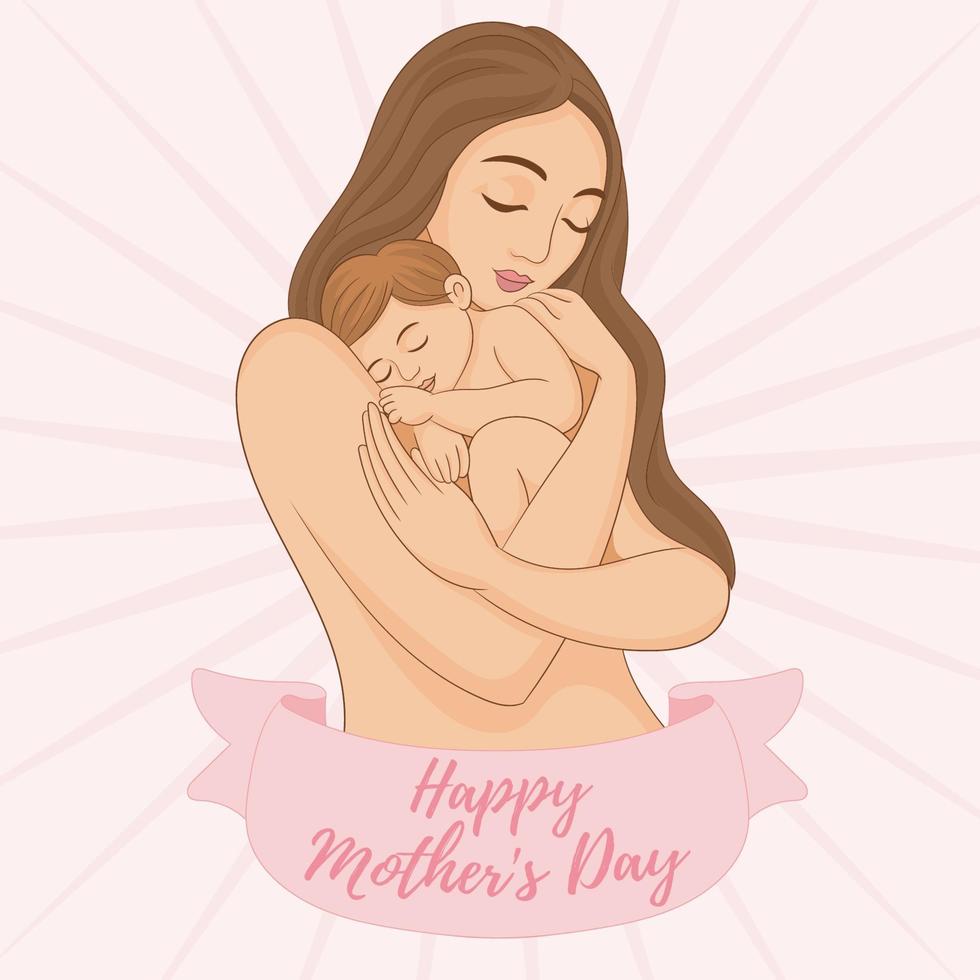 mãe com seu bebê nos braços. feliz Dia das Mães vetor