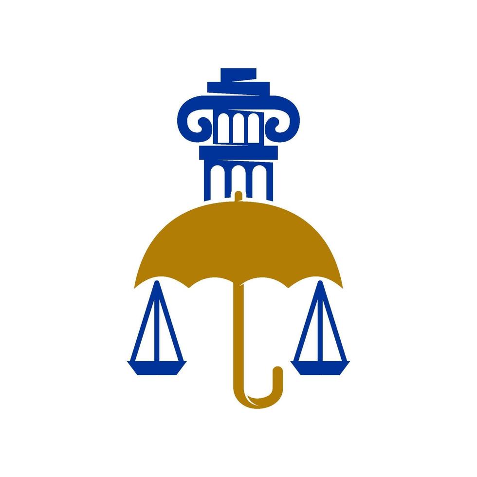 modelo de design de pilar de guarda-chuva escritório de justiça jurídica vetor