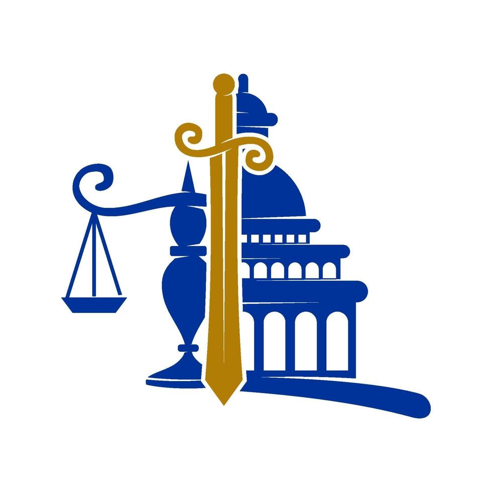 ícone de vetor de design de equilíbrio de espada de escritório de justiça legal isolado