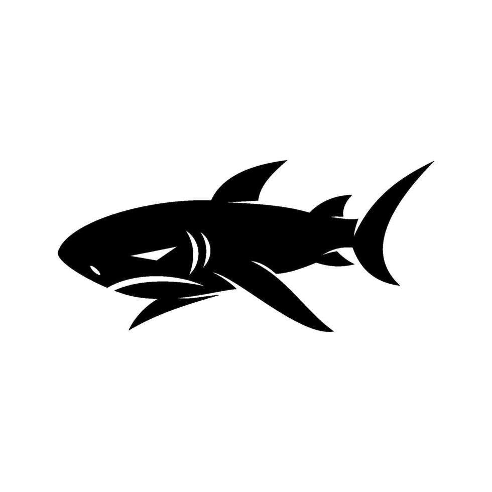 vetor de desenho de tubarão isolado com ilustração moderna