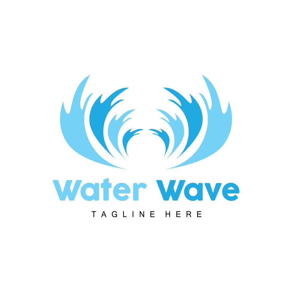 logotipo de onda de água, vetor de mar profundo, design de modelo de fundo marítimo
