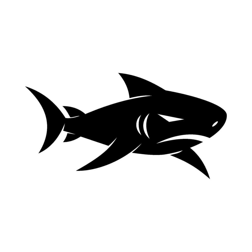 modelo moderno de mascote de desenho de tubarão isolado vetor