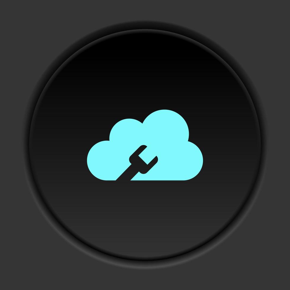 Sombrio botão ícone nuvem Ferramentas opções. botão bandeira volta crachá interface para inscrição ilustração em escurecer fundo vetor